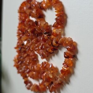 Varied Semi Precious Coral Peach Orange Stones Necklace